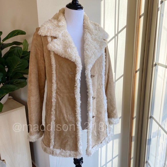 Wilson’s Leather Maxima Small Leather Patchwork Coat Faux Fur Tan Brown S - Picture 2 of 15